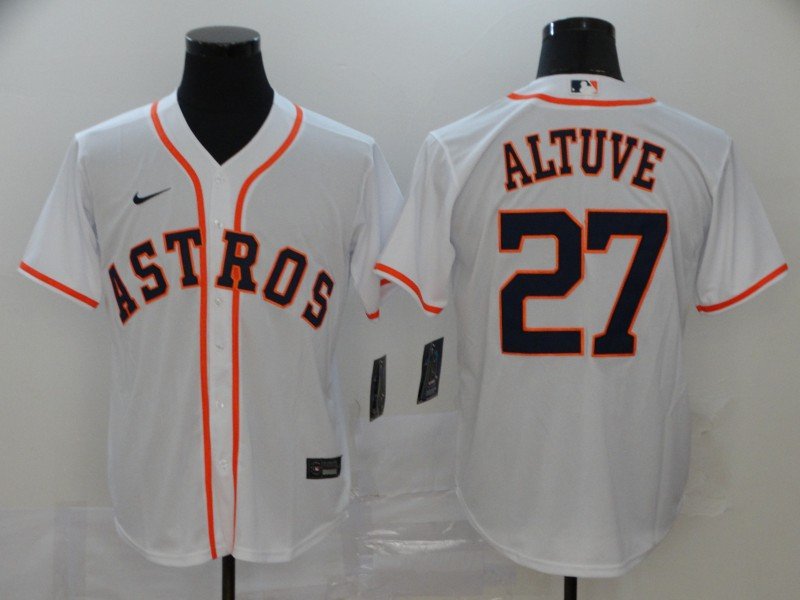 men's Baseball Team Uniform #27 Jose Altuve Jerseys White Home CoolBase League adults Shirts