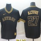 men's & youth Baseball Team Uniform #27 Jose Altuve Jerseys Black Gold Cooperstown V Neck Shirts