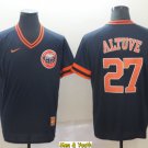 men's & youth Baseball Team Uniform #27 Jose Altuve Jerseys Navy Cooperstown League V Neck Shirts