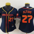 women's Baseball Team Uniform #27 Jose Altuve Jerseys Navy City Connect League ladys Shirts