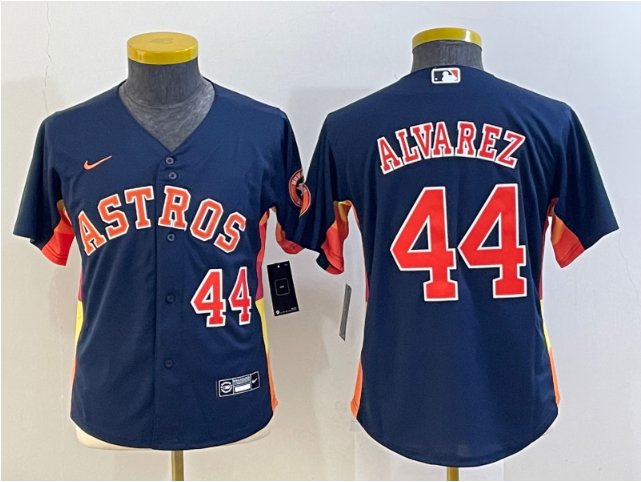 Youth Baseball Team Uniform #44 Yordan Alvarez Jerseys Navy Alternate ...