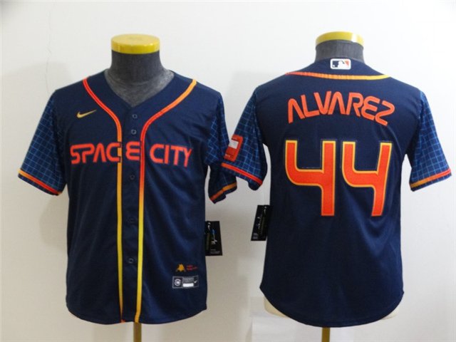 Youth Baseball Team Uniform #44 Yordan Alvarez Jerseys Navy City Connect CoolBase League kids Shirts