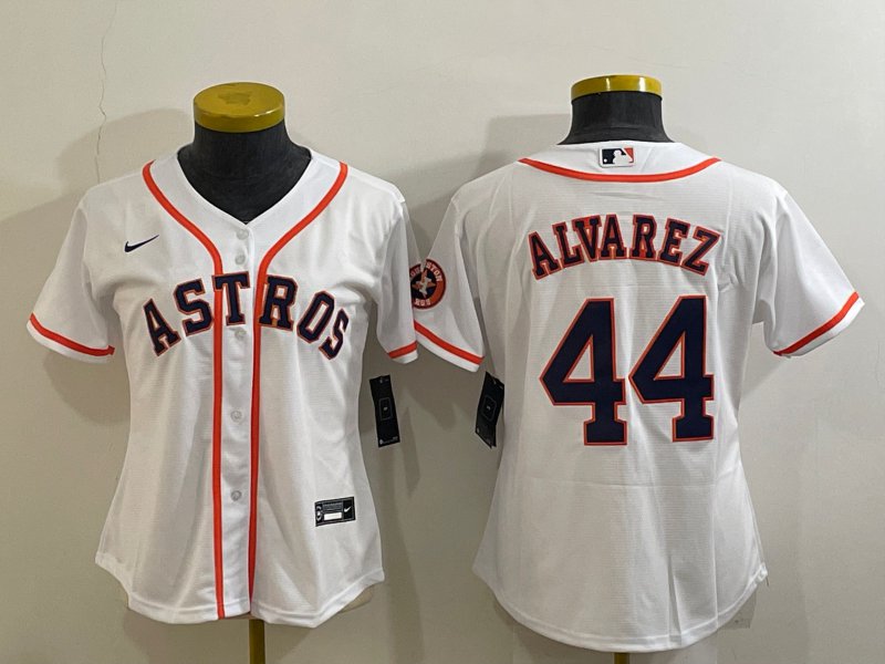women's Baseball Team Uniform #44 Yordan Alvarez Jerseys White Home CoolBase League ladys Shirts