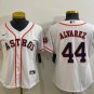 women's Baseball Team Uniform #44 Yordan Alvarez Jerseys White Home CoolBase League ladys Shirts