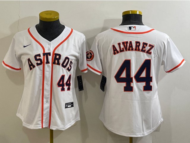 women's Baseball Team Uniform #44 Yordan Alvarez Jerseys White Home CoolBase League ladys Shirts