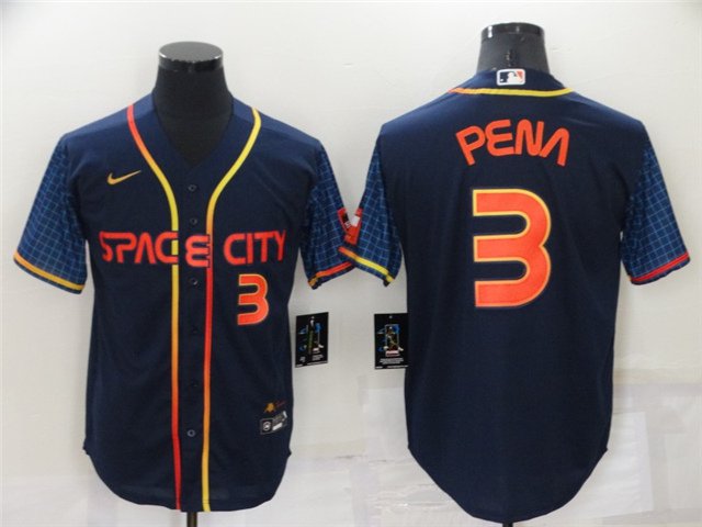 men's Baseball Team Uniform #3 Jeremy Pena Jerseys Navy City Connect CoolBase League adults Shirts