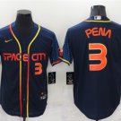 men's Baseball Team Uniform #3 Jeremy Pena Jerseys Navy City Connect CoolBase League adults Shirts