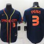 men's Baseball Team Uniform #3 Jeremy Pena Jerseys Navy City Connect CoolBase League adults Shirts