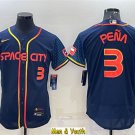 men's & youth Baseball Team Uniform #3 Jeremy Pena Jerseys Navy City Connect FlexBase League Shirts
