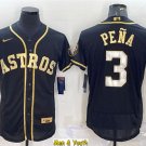men's & youth Baseball Team Uniform #3 Jeremy Pena Jerseys Black Golden Edition FlexBase Shirts