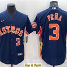 men's & youth Baseball Team Uniform #3 Jeremy Pena Jerseys Navy Alternate CoolBase League Shirts
