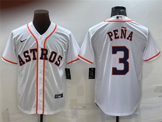 men's Baseball Team Uniform #3 Jeremy Pena Jerseys White Home CoolBase League adults Shirts