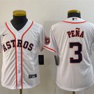 Youth Baseball Team Uniform #3 Jeremy Pena Jerseys White Home CoolBase League kids Shirts