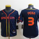Youth Baseball Team Uniform #3 Jeremy Pena Jerseys Navy City Connect CoolBase League kids Shirts