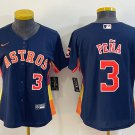 women's Baseball Team Uniform #3 Jeremy Pena Jerseys Navy Alternate CoolBase League ladys Shirts
