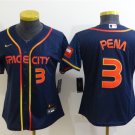 women's Baseball Team Uniform #3 Jeremy Pena Jerseys Navy City Connect CoolBase League ladys Shirts