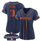 women's Baseball Team Uniform #3 Jeremy Pena Jerseys Navy City Connect 2022 Champions ladys Shirts