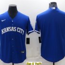men's & youth Baseball Team Uniform Kansas City Royals Blank Jerseys Blue Alternate CoolBase Shirts