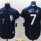 men's & youth Baseball Team Uniform #7 Bobby Witt Jr. Jerseys Navy City Connect CoolBase Shirts