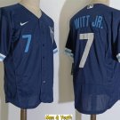 men's & youth Baseball Team Uniform #7 Bobby Witt Jr. Jerseys Navy City Connect FlexBase Shirts
