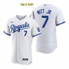 men's & youth Baseball Team Uniform #7 Bobby Witt Jr. Jerseys White Home FlexBase League Shirts
