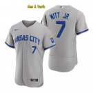 men's & youth Baseball Team Uniform #7 Bobby Witt Jr. Jerseys Gray Road FlexBase League Shirts