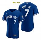 men's & youth Baseball Team Uniform #7 Bobby Witt Jr. Jerseys Royal Alternate FlexBase League Shirts