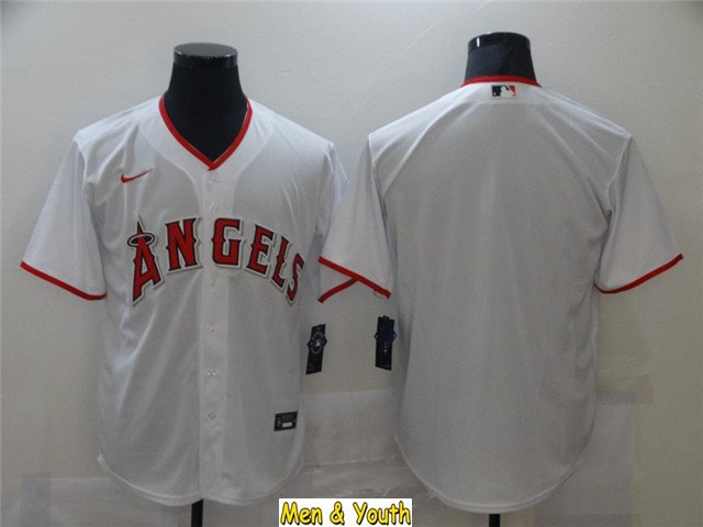 men's & youth Baseball Team Uniform Los Angeles Angels Blank Jerseys White Home CoolBase Shirts