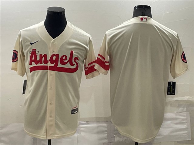 men's Baseball Team Uniform Los Angeles Angels Blank Jerseys Cream City Connect adults Shirts