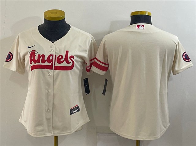 women's Baseball Team Uniform Los Angeles Angels Blank Jerseys Cream City Connect ladys Shirts