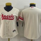 women's Baseball Team Uniform Los Angeles Angels Blank Jerseys Cream City Connect ladys Shirts