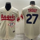 men's Baseball Team Uniform #27 Mike Trout Jerseys Cream City Connect CoolBase League adults Shirts