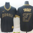 men's & youth Baseball Team Uniform #27 Mike Trout Jerseys Black Gold Cooperstown V Neck Shirts