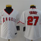 Youth Baseball Team Uniform #27 Mike Trout Jerseys White Home CoolBase League kids Shirts