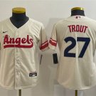 Youth Baseball Team Uniform #27 Mike Trout Jerseys Cream City Connect CoolBase League kids Shirts
