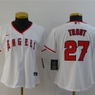 women's Baseball Team Uniform #27 Mike Trout Jerseys White Home CoolBase League ladys Shirts