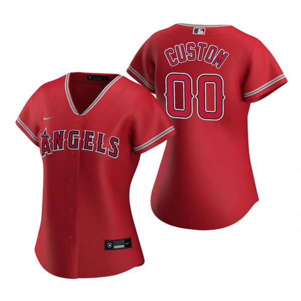 women's Baseball Angels Uniform #00 Custom name number Jerseys Red Alternate CoolBase ladys Shirts