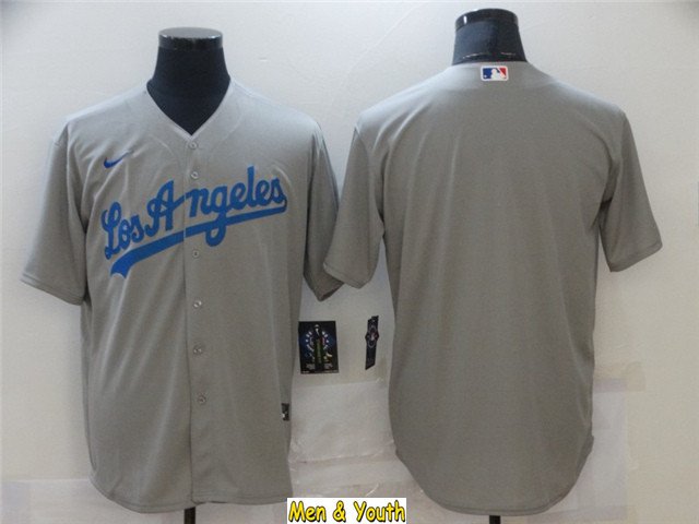 men's & youth Baseball Team Uniform Los Angeles Dodgers Blank Jerseys Gray Road CoolBase Shirts