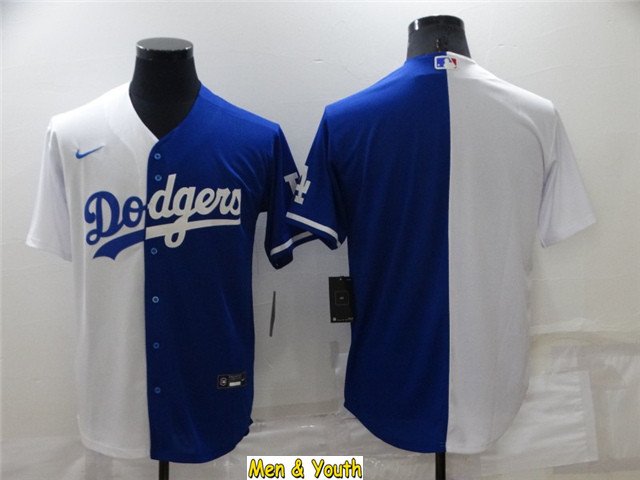 men's & youth Baseball Team Uniform LA Dodgers Blank Jerseys Blue/White Split CoolBase League Shirts