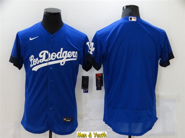 men's & youth Baseball Uniform Los Angeles Dodgers Blank Jerseys Royal City Connect FlexBase Shirts