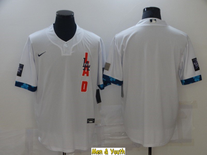 men's & youth Baseball Uniform LA Dodgers Blank Jerseys White 2021 All-Star Game CoolBase Shirts
