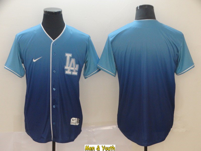 men's & youth Baseball Team Uniform Los Angeles Dodgers Blank Jerseys Blue Drift Fashion Shirts