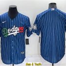men's & youth Baseball Team Uniform LA Dodgers Blank Jerseys Blue Pinstripe Mexico CoolBase Shirts