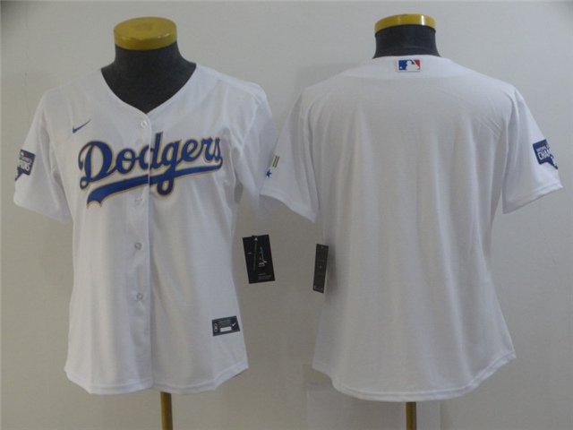women's Baseball Team Uniform LA Dodgers Blank Jerseys White 2021 Gold Program CoolBase ladys Shirts