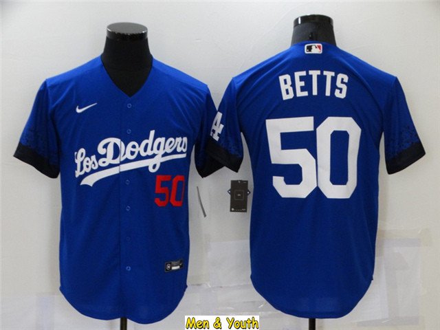 men's Baseball Team Uniform #50 Mookie Betts Jerseys Royal City Connect CoolBase adults Shirts