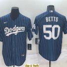 men's & youth Baseball Team Uniform #50 Mookie Betts Jerseys Blue Pinstripe CoolBase League Shirts