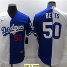 men's & youth Baseball Team Uniform #50 Mookie Betts Jerseys Split Blue/White CoolBase League Shirts