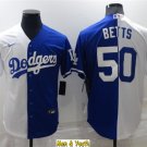 men's & youth Baseball Team Uniform #50 Mookie Betts Jerseys Split Blue/White CoolBase League Shirts