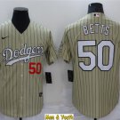 men's & youth Baseball Team Uniform #50 Mookie Betts Jerseys Gold Pinstripe CoolBase League Shirts