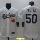 men's & youth Baseball Uniform #50 Mookie Betts Jerseys White 2021 Gold Program FlexBase Shirts